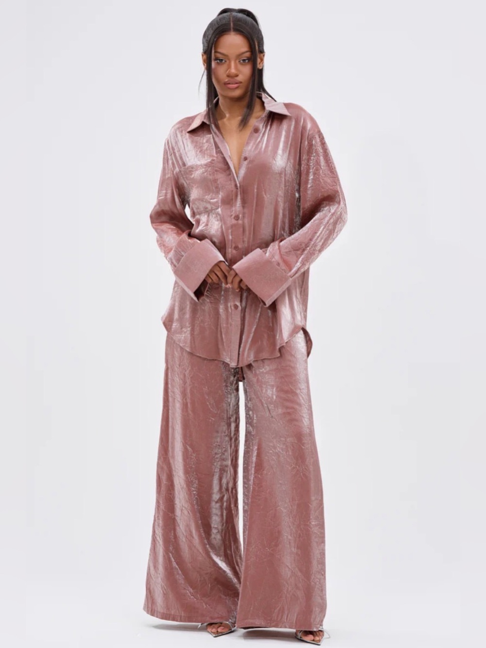 NWT AKIRA shimmer Pink Women's Pants & Shirt Set